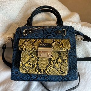 Robert Pietri Bags - blue and yellow snakeskin leather purse